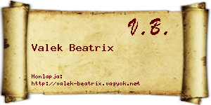 Valek Beatrix névjegykártya